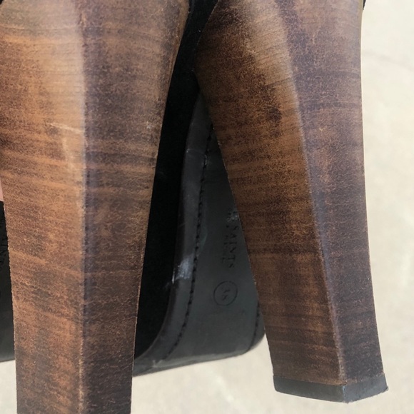 AllSaints Suede Peep Toe Side Buckle Slingback 5’ - Picture 6 of 8